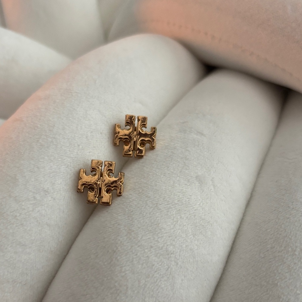 Tory Burch Gold Logo Stud Earrings
